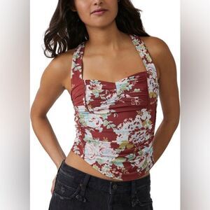 Free People Ginger Snap Crossback Tank In Brown Cinnamon Combo